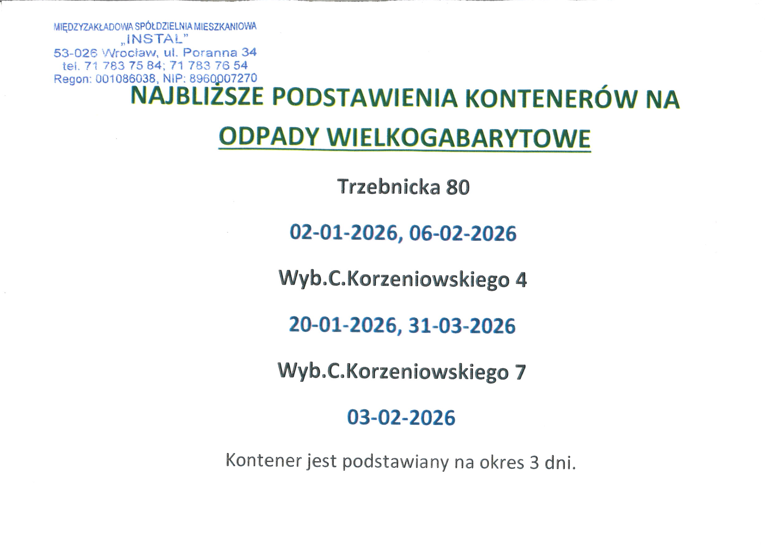 gabaryty Trzebnicka